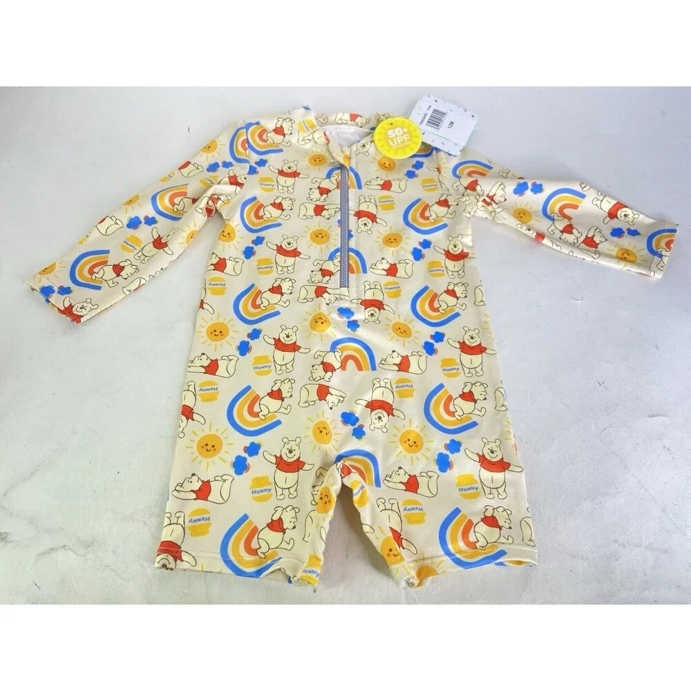 Disney Winnie the Pooh One Piece Long Sleeve Rashguard Swimsuit Size 12 Months